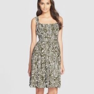 B14. Kate Spade Olive and White Midi Dress - Size 4